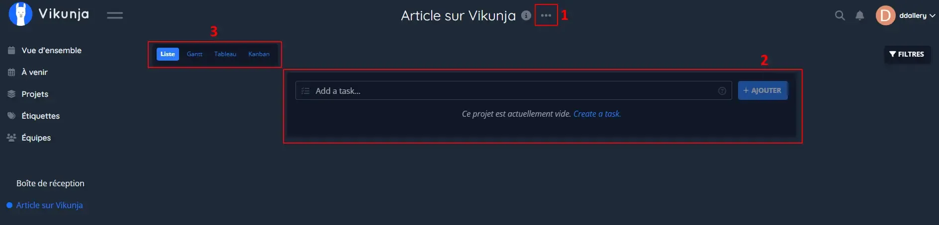 Page d&#x27;accueil d&#x27;un projet